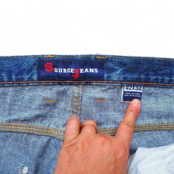 Source Jeans Vintage 90s Y2K Distressed Relaxed Skate Jeans Men's 42 x 34 - Picture 3 of 14